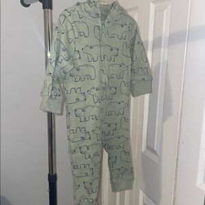 Kids Green Bear Print One Piece